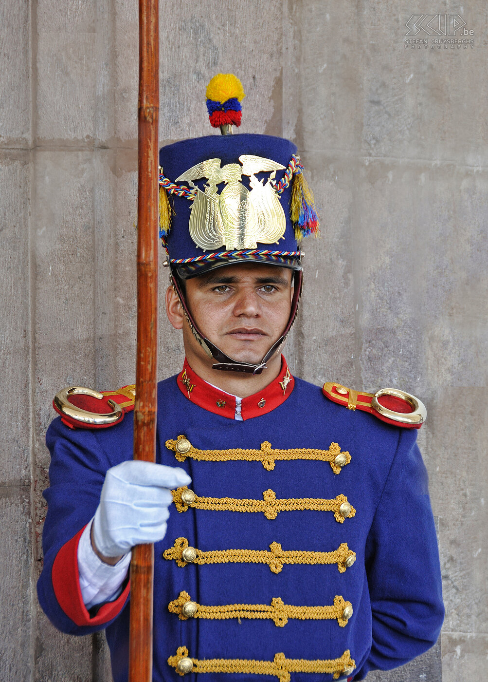 Quito - Wachter aan Palacio de Gobierno Wachter aan het presidentieel palies in de hoofdstad Quito. Het Palacio de Gobierno is gelegen op het Plaza de la Independencia. Stefan Cruysberghs